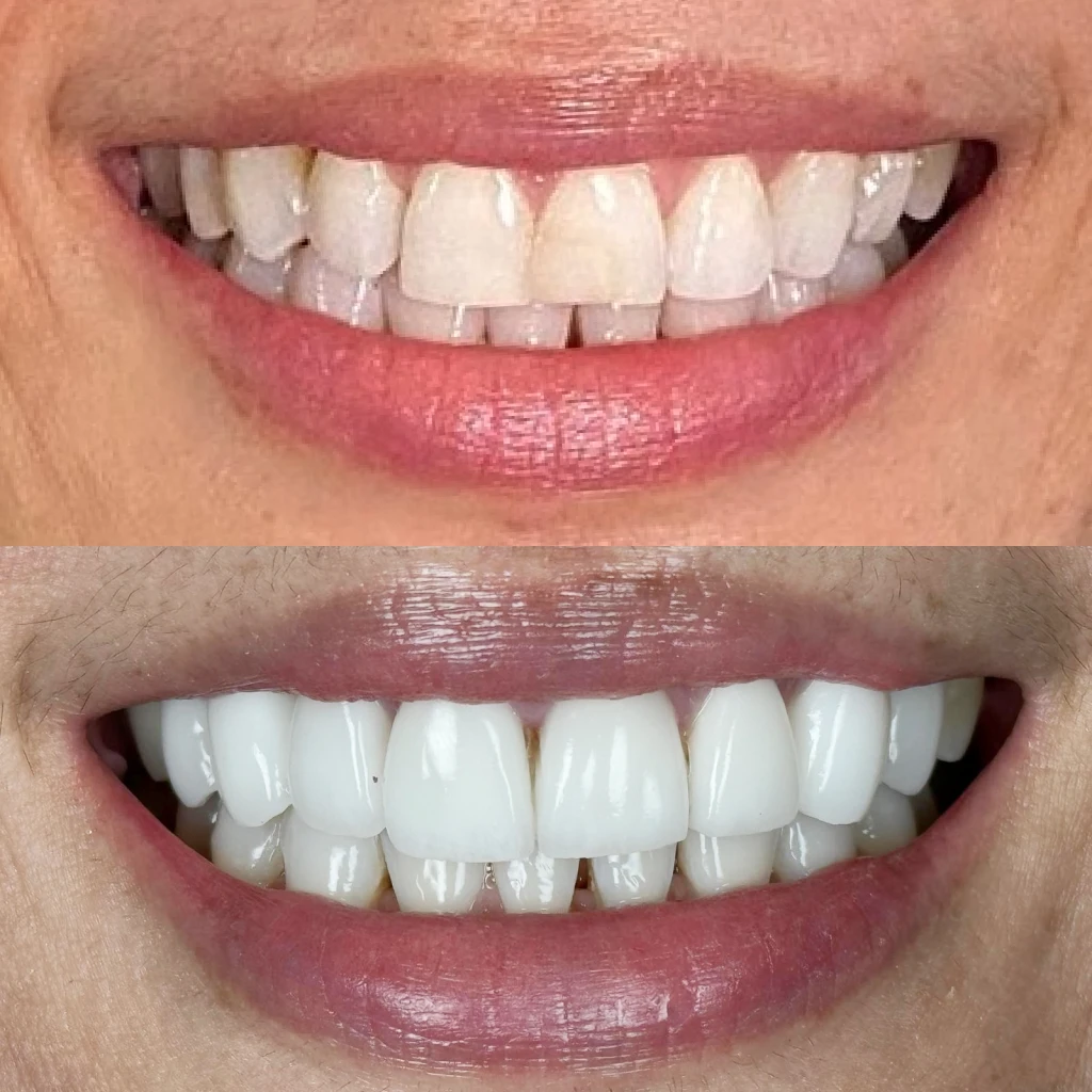 Jane smiling before and after veneers